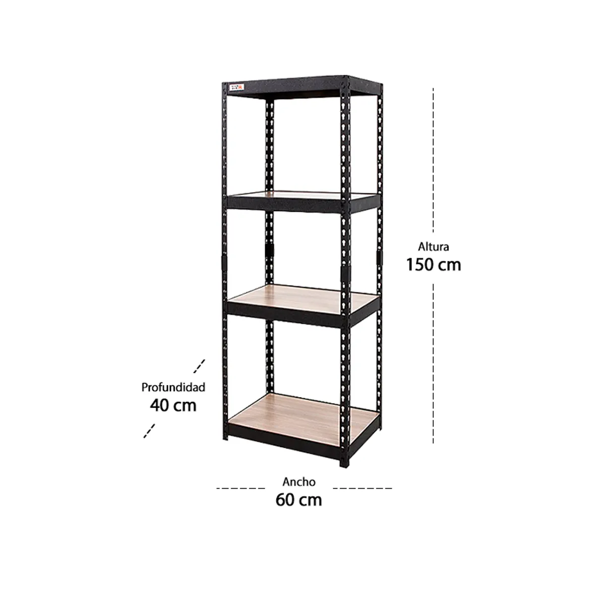 MOUTET - Repisa Tipo Industrial Metálica de 4 Niveles Modelo Dena