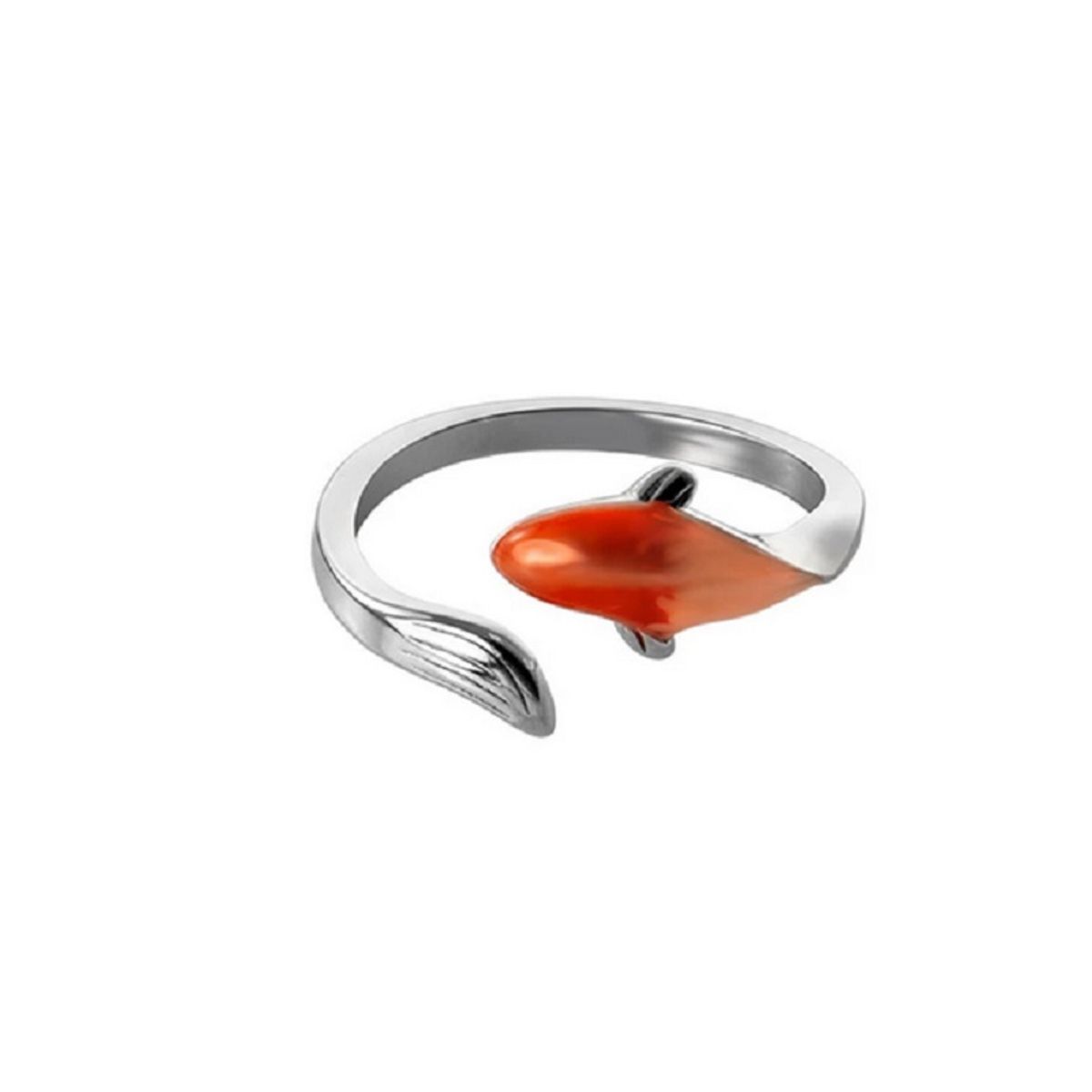ELBAULDEJUMA - Anillo Ajustable Pez Naranja Mar Plata 925  Koi