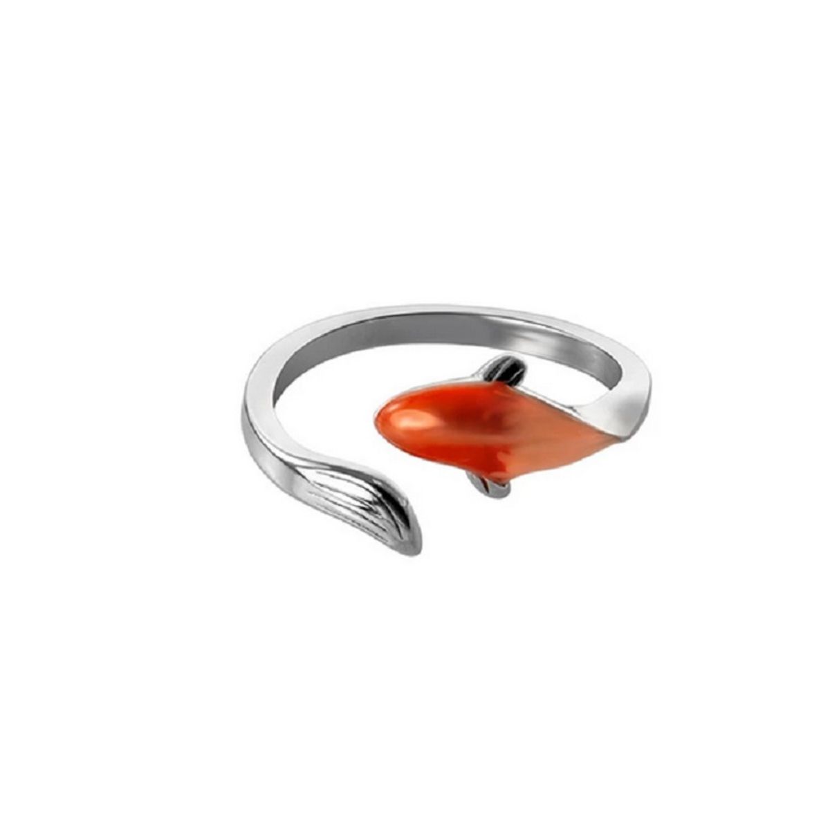 ELBAULDEJUMA - Anillo Ajustable Pez Naranja Mar Plata 925  Koi