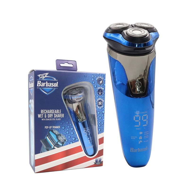 BARBASOL - Máquina de afeitar giratoria Barbasol recargable húmedo seco