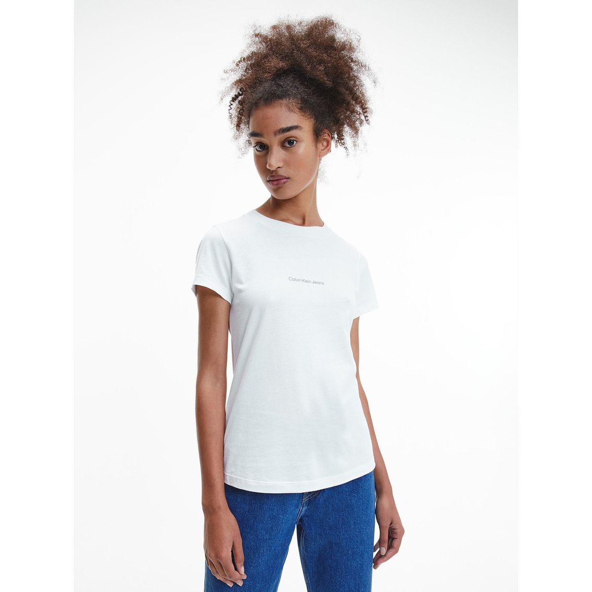 CALVIN KLEIN - Polera Monogram Slim Blanco Calvin Klein