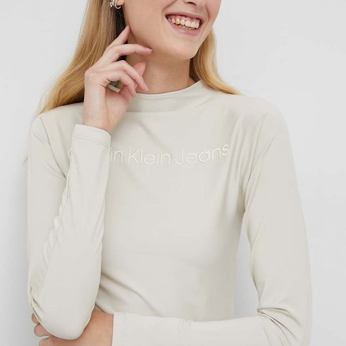 CALVIN KLEIN - Polera Shiny Tight Beige Calvin Klein