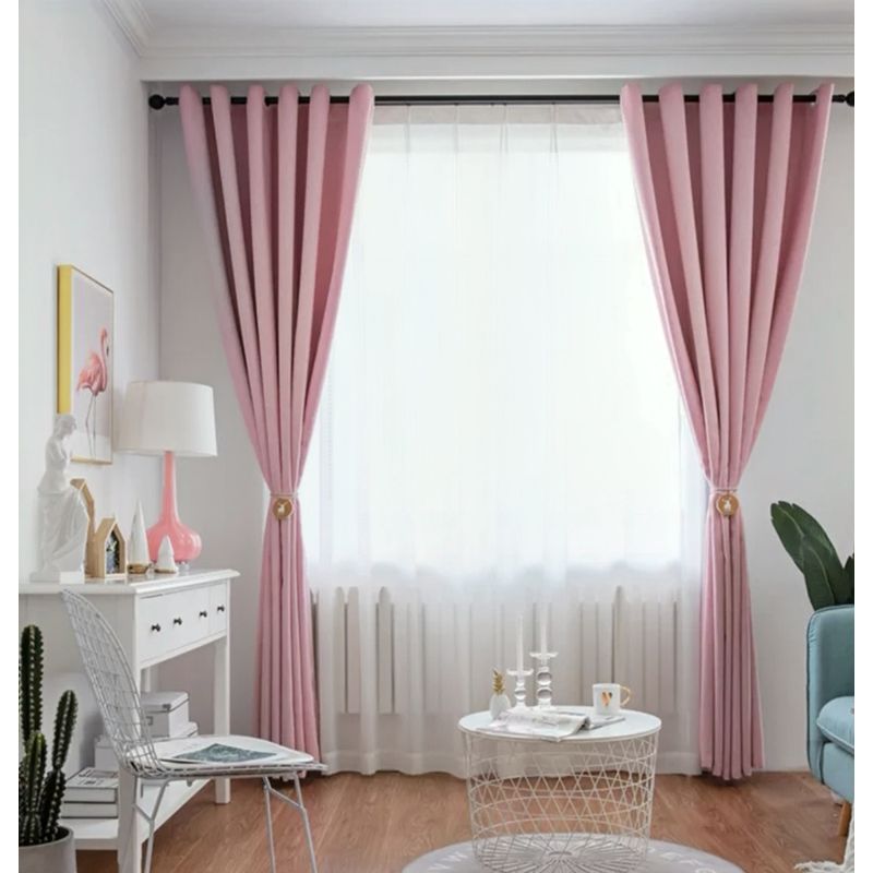 GENERICO - Set de Cortinas Rosa de Lino