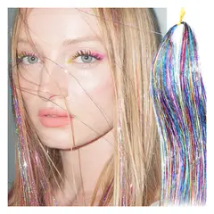 GENERICO - Mechas o Visos Sintéticos Holograficos Glitter para el Cabello