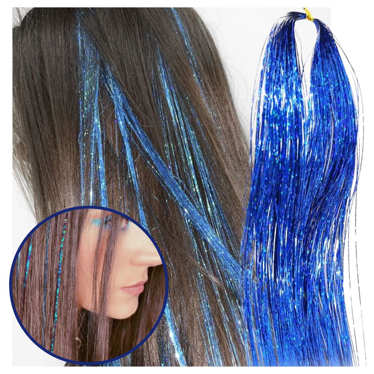 GENERICO - Mechas o Visos Sintéticos Holograficos Glitter para el Cabello