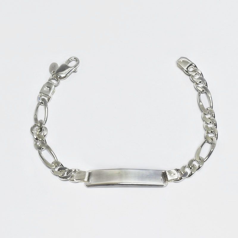 ROSETT - Pulsera fígaro 3x1 con placa Plata ley 925