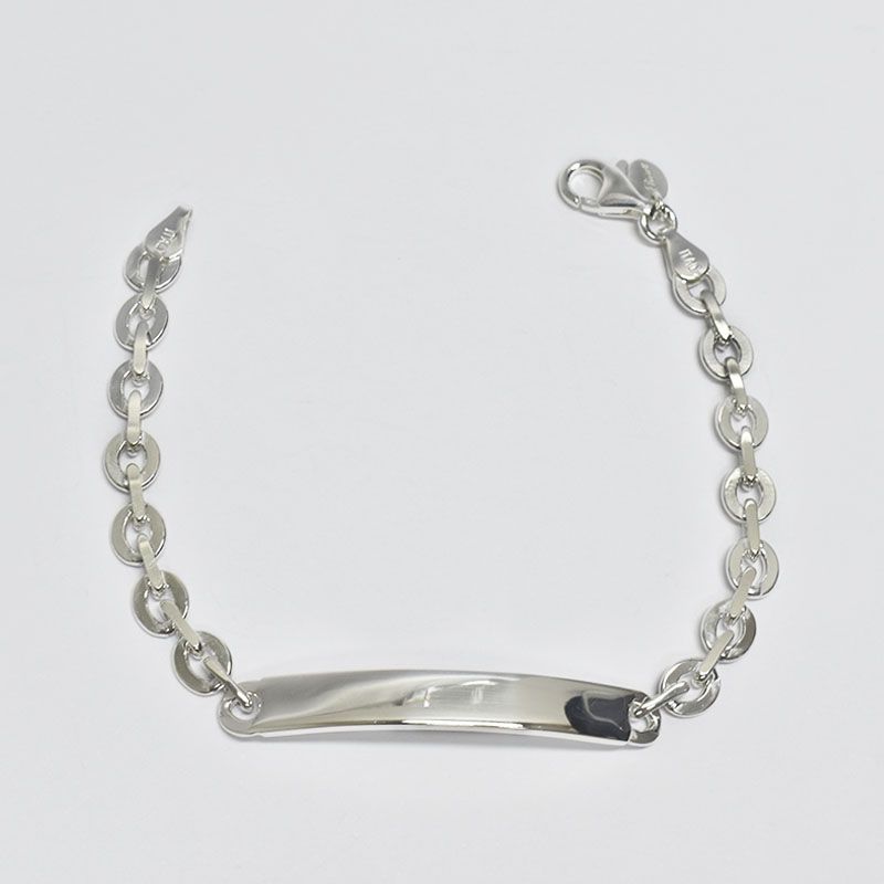 ROSETT - Pulsera rolo plano con placa Plata ley 925