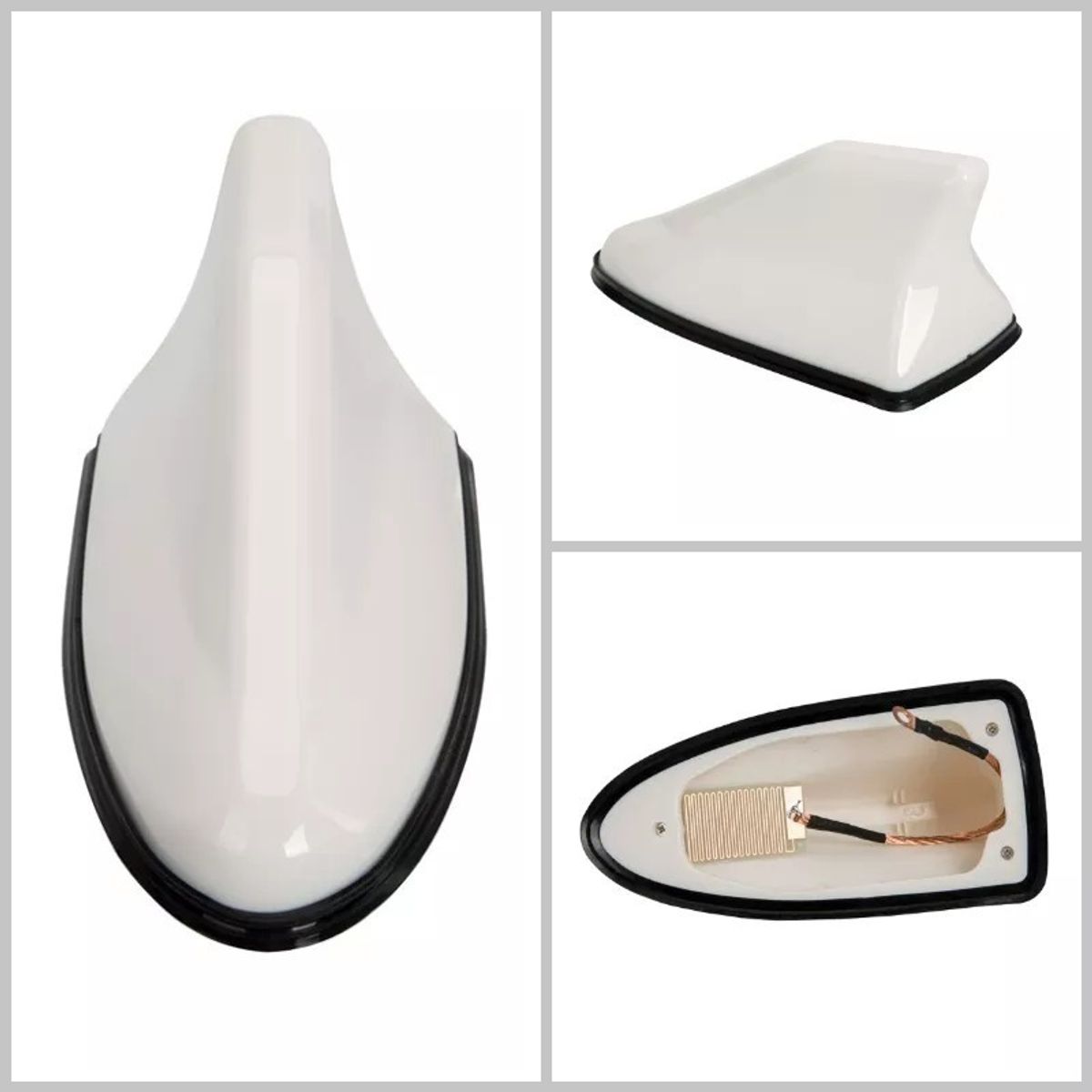 GENERICO - Antena Aleta Tiburón Transmisor Radio Auto Fm Base Goma BLAN