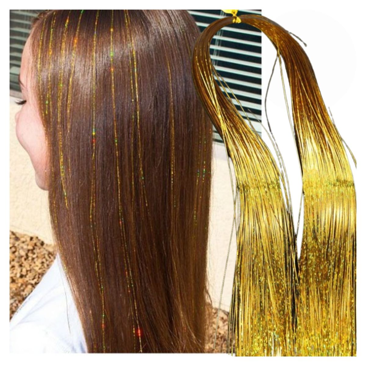 GENERICO - Mechas o Visos Sintéticos Holograficos Glitter para el Cabello
