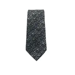 PHILIPPE SALVET - Corbata Negra Flor Blanca Microfibra 7 Cm