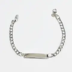 ROSETT - Pulsera groumet cuadrado con placa Plata ley 925