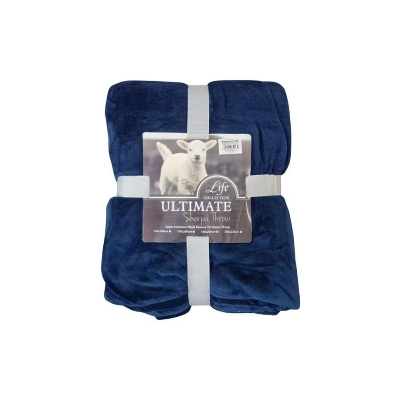 GENERICO - Frazada Polar Plush Térmica Con Chiporro 1 1/2 Plazas - Azul
