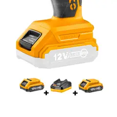 INGCO - Taladro Atornillador Inalámbrico + 2 Baterías 1,5AH 12V + Cargador CDLI1222
