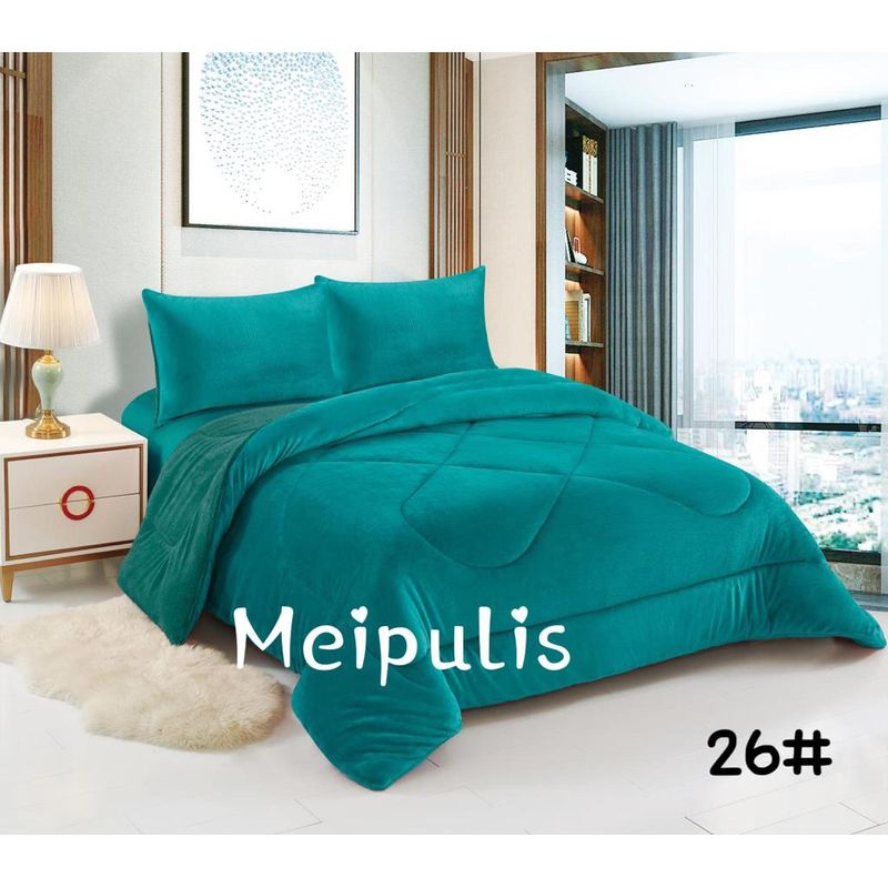 GENERICO - Cubrecama de Invierno Plush con Chiporro 2 plaza Turquesa
