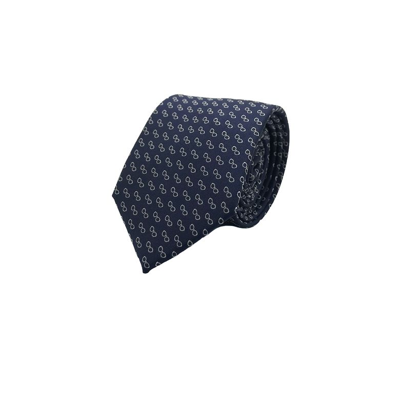 PHILIPPE SALVET - Corbata Azul Anteojos Blancos Microfibra 7 Cm