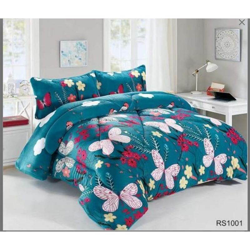 GENERICO - Cubrecama de Invierno Plush con Chiporro 2 Plaza Verde Mariposa
