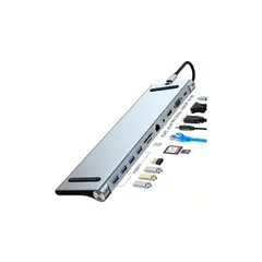 GENERICO - Adaptador Hub 11 En 1 Usb Tipo C Hdmi Vga Usb Lan Sd