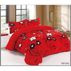 GENERICO - Cubrecama de Invierno Plush con Chiporro 2 Plaza Rojo con Flores