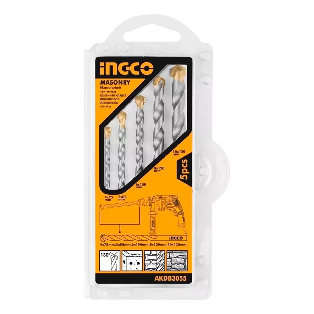 INGCO - Kit Set Juego Brocas Para Concreto 5 Piezas Ingco Akdb3055