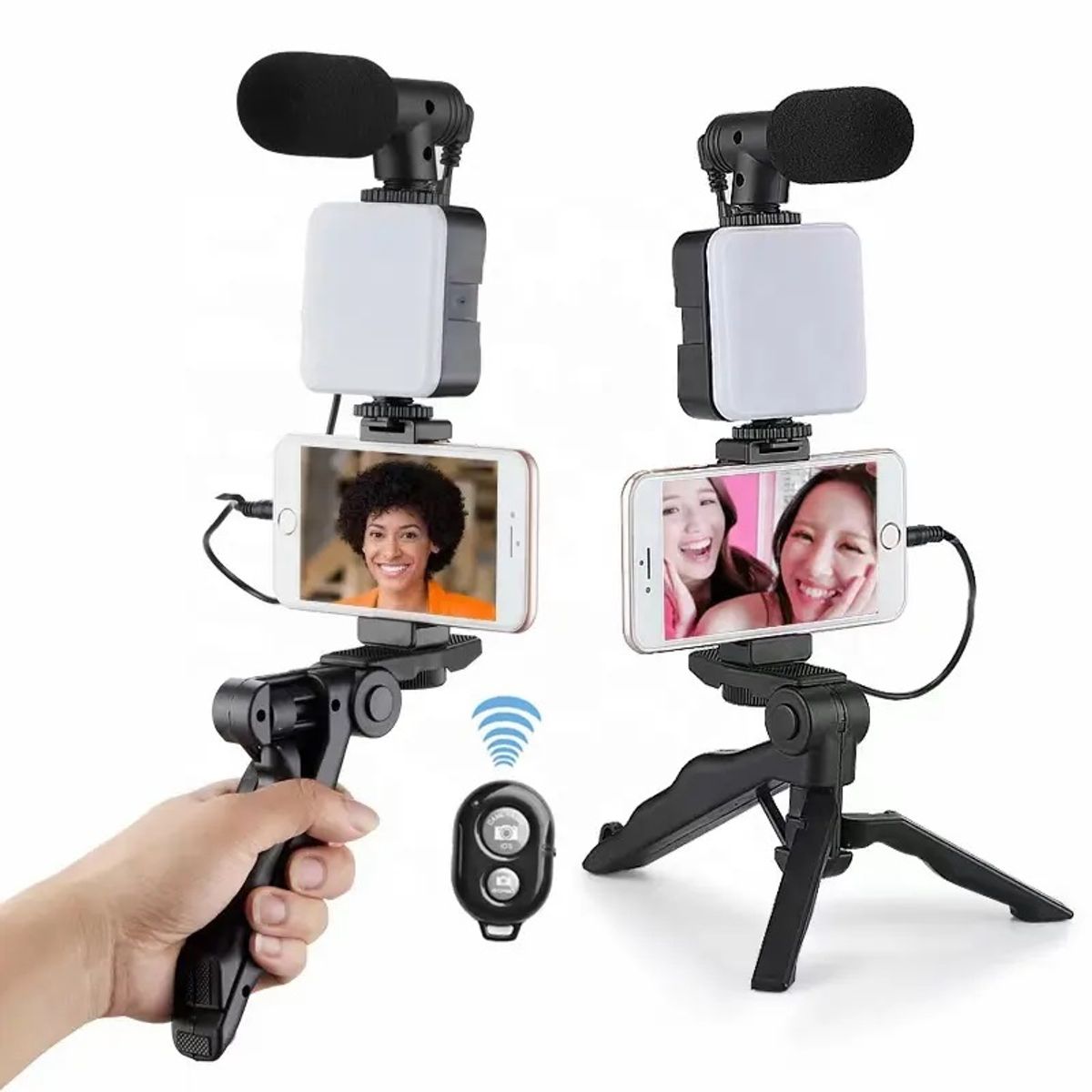 GENERICO - Kit de Grabación Micrófono Luz Led Soporte Control Remoto Trípode