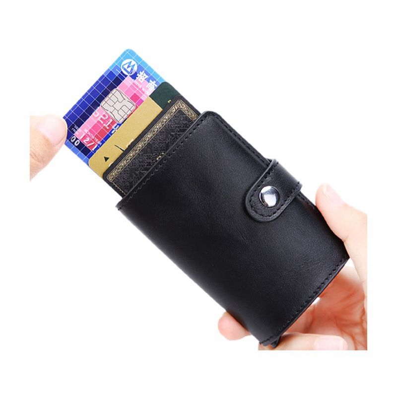 GENERICO - Billetera Tarjetero Cuero Pu Minimalista Hombre Mujer Rfid