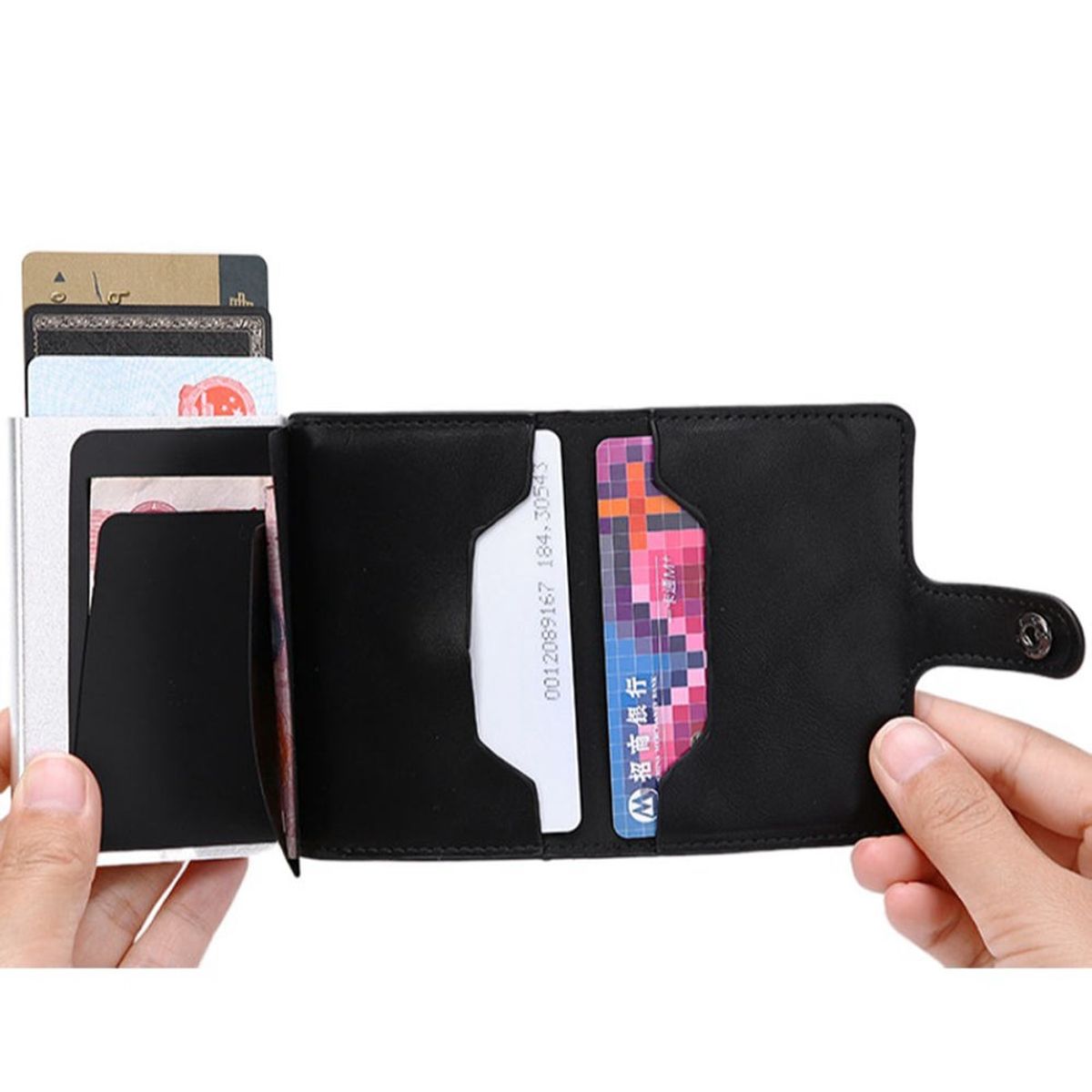 GENERICO - Billetera Tarjetero Cuero Pu Minimalista Hombre Mujer Rfid