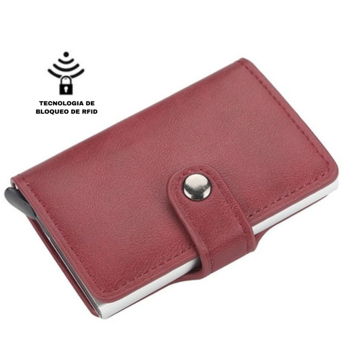 GENERICO - Billetera Tarjetero Cuero Pu Minimalista Hombre Mujer Rfid
