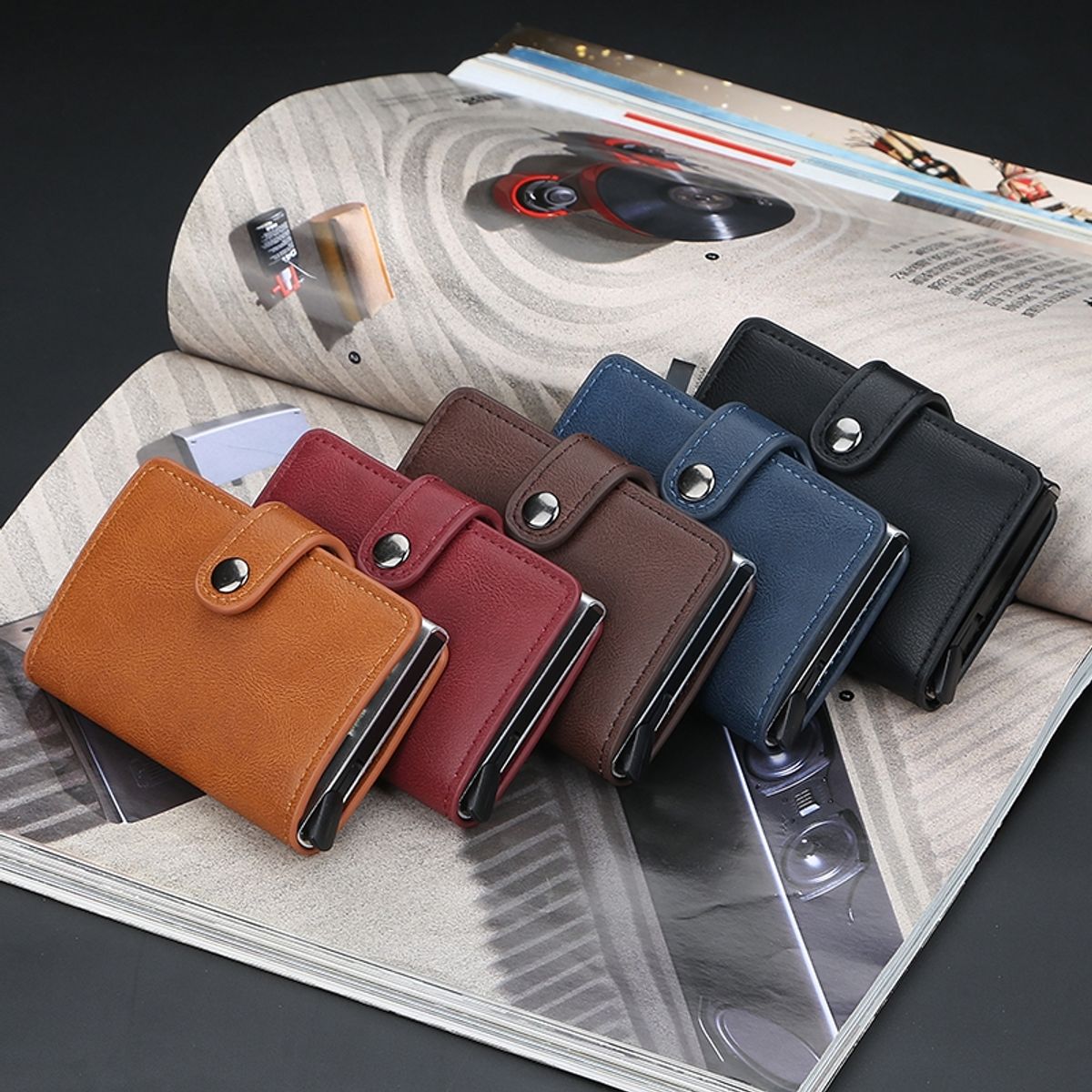 GENERICO - Billetera Tarjetero Cuero Pu Minimalista Hombre Mujer Rfid