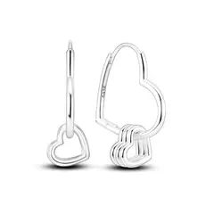 SILVER HEART - Aros Corazones Colgantes Lisos en Plata Fina 925