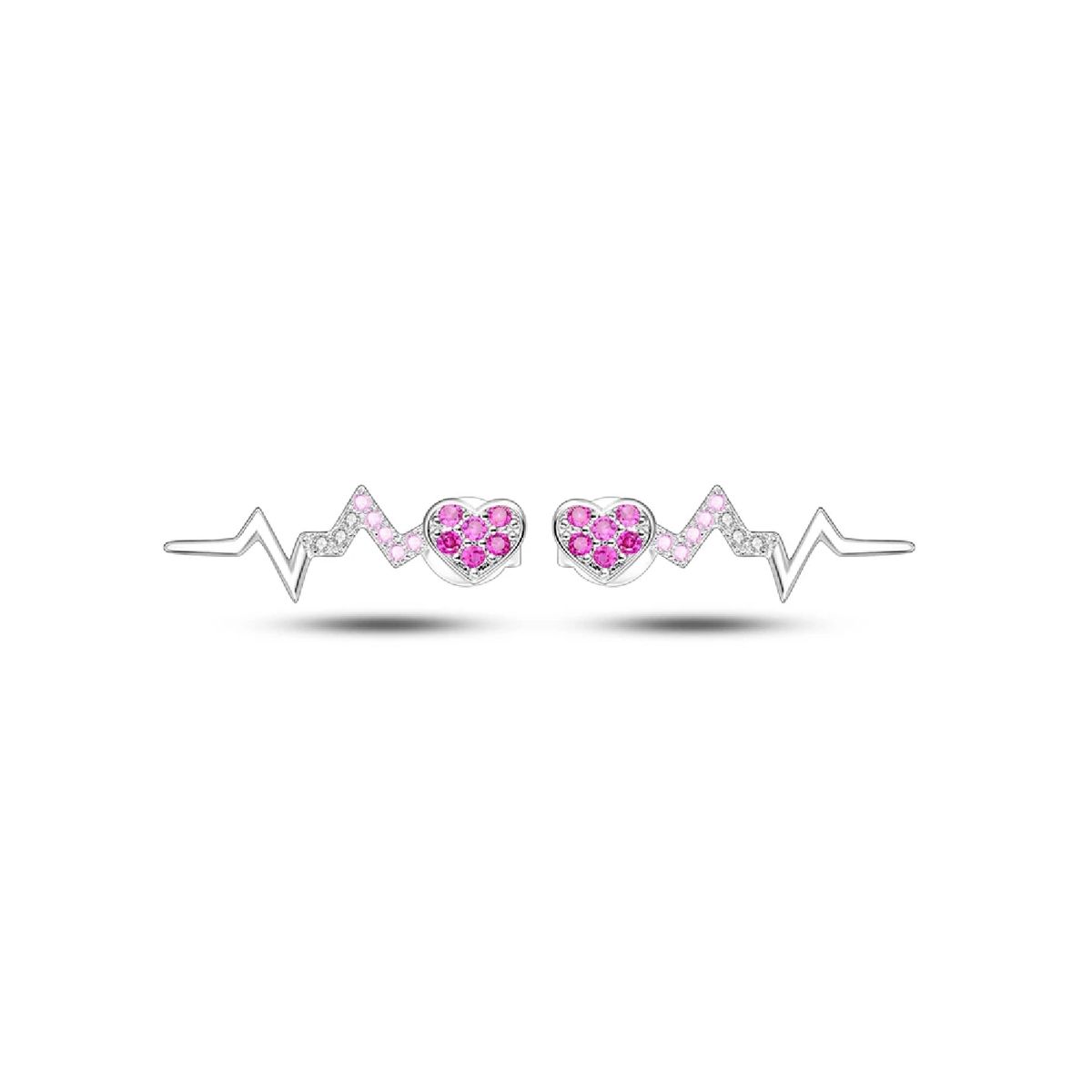 SILVER HEART - Aros Corazón y Latido con Circones en Plata Fina 925 SILVER HEART