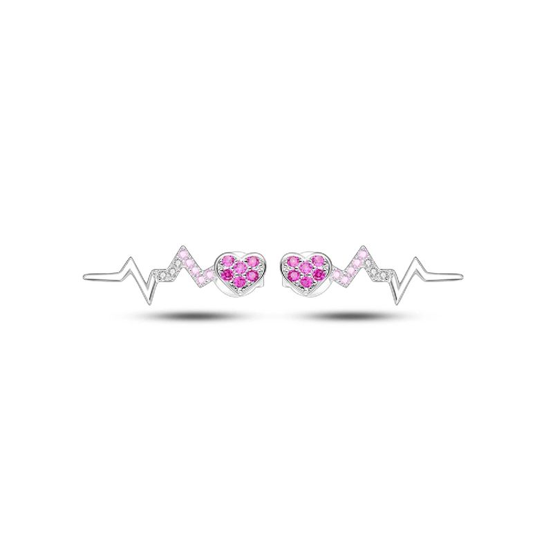 SILVER HEART - Aros Corazón y Latido con Circones en Plata Fina 925 SILVER HEART