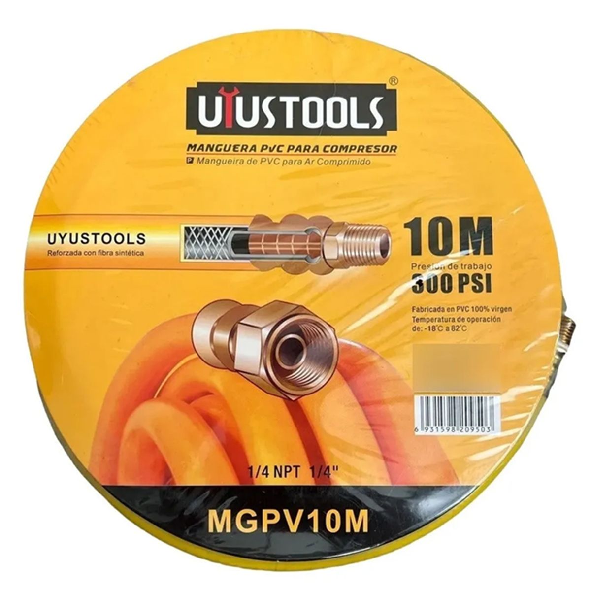 UYUSTOOL - Manguera Para Compresor De Aire 1/4 10 Mts 300psi Uyustools