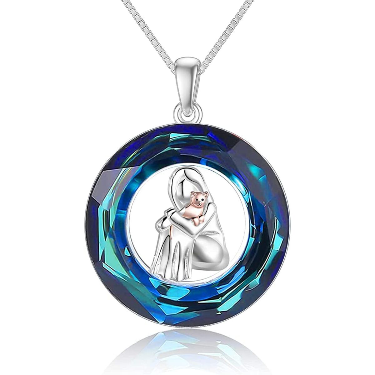 GENERICO - Collar cristal gato mujer plata 925