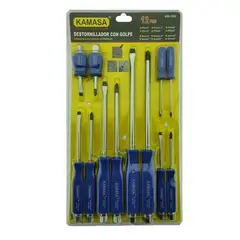 KAMASA - Set Kit Juego De Destornilladores De Golpe 12 Piezas