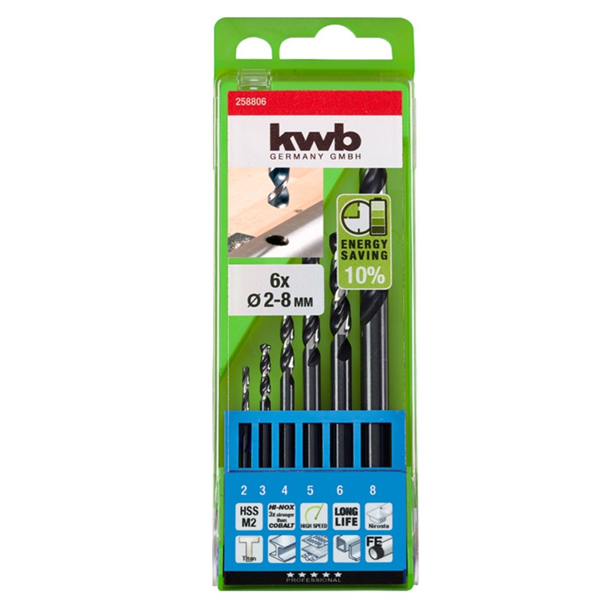 KWB - Kit Set Juego Brocas Para Metal 6 Piezas Hi-nox Kwb 258806