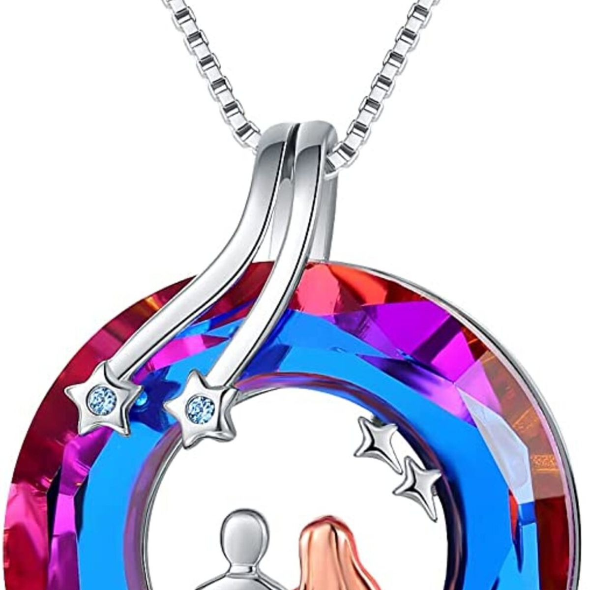 GENERICO - Collar cristal pareja plata 925