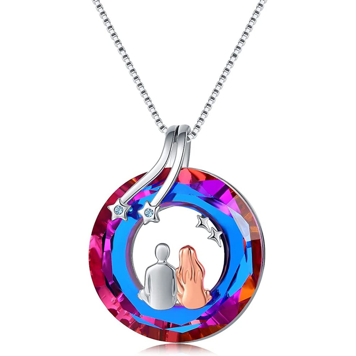 GENERICO - Collar cristal pareja plata 925