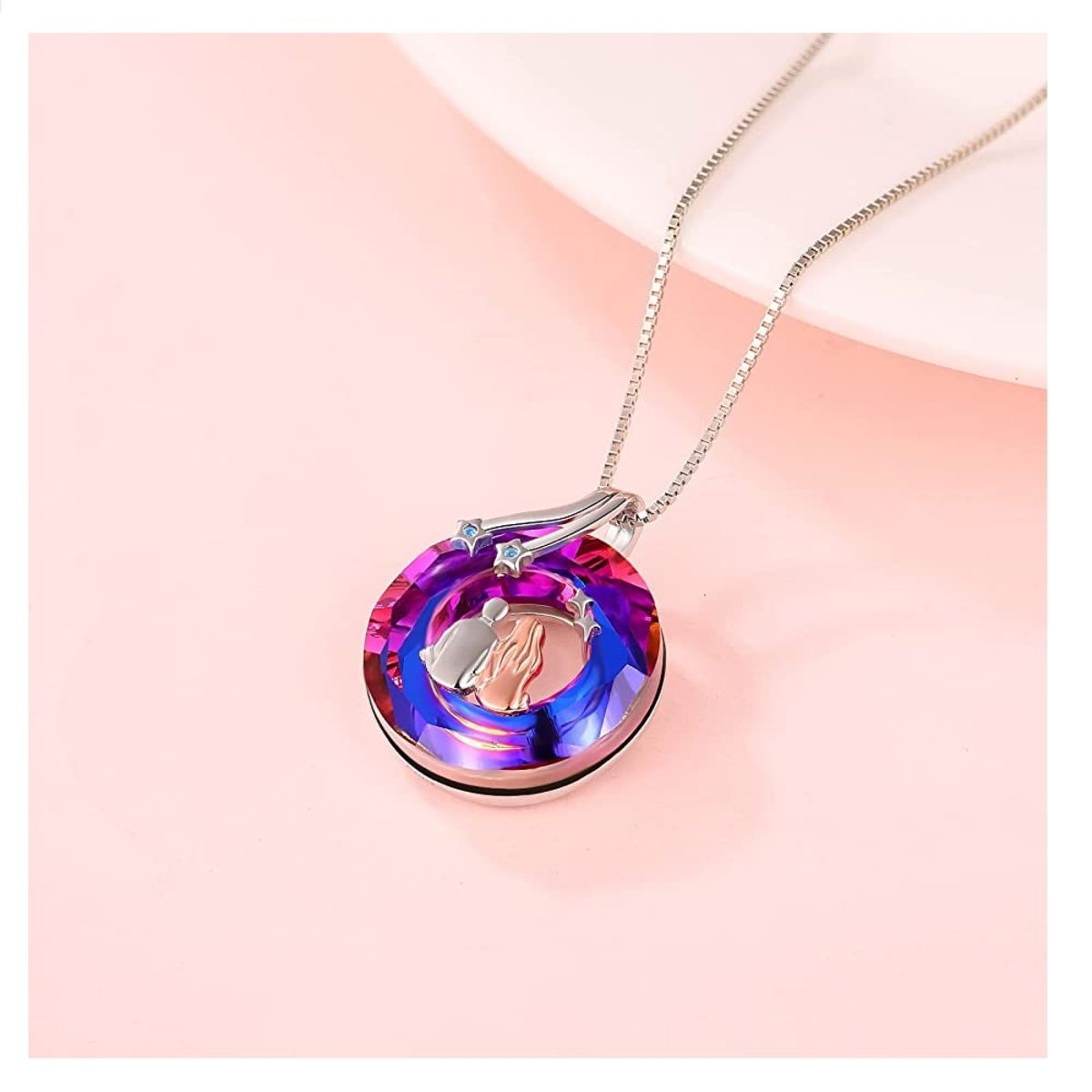 GENERICO - Collar cristal pareja plata 925