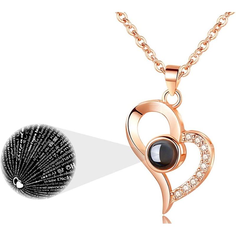 GENERICO - Collar te amo en 100 idiomas plata 925 baño oro rosa mujer regalo