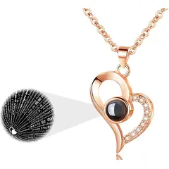 GENERICO - Collar te amo en 100 idiomas plata 925 baño oro rosa mujer regalo