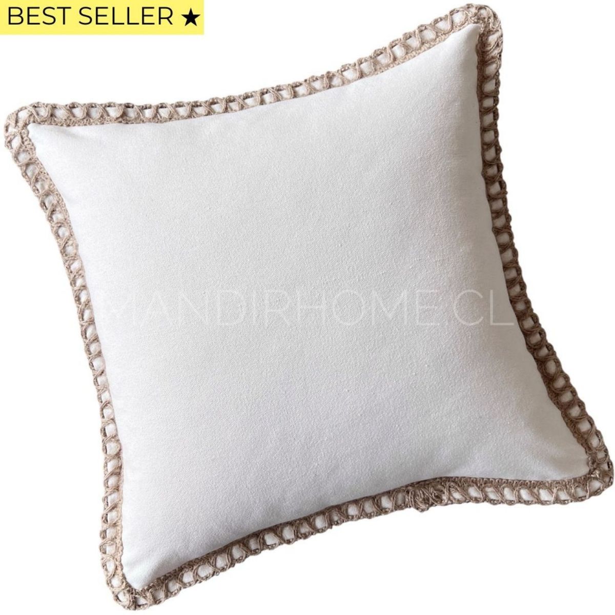 MANDIRHOME - Funda de Cojín Natural Rústico Lino Cuadrada