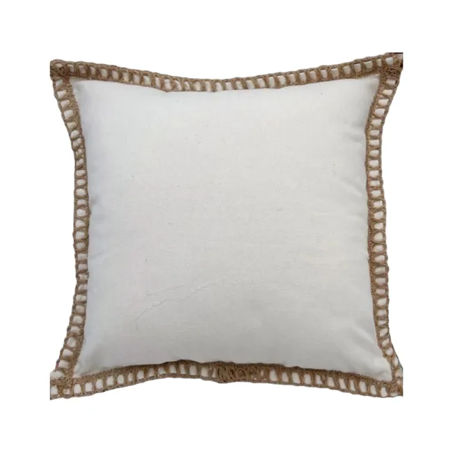 MANDIRHOME - Funda de Cojín Natural Rústico Lino Cuadrada