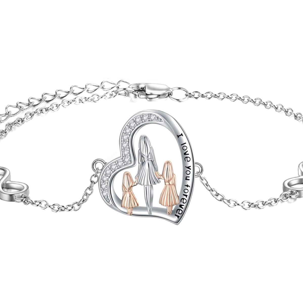 GENERICO - Pulsera mamá y dos hijas mujer plata 925