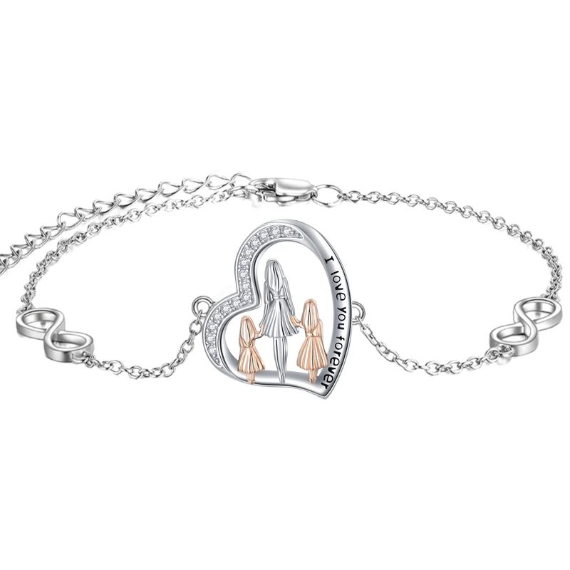 GENERICO - Pulsera mamá y dos hijas mujer plata 925