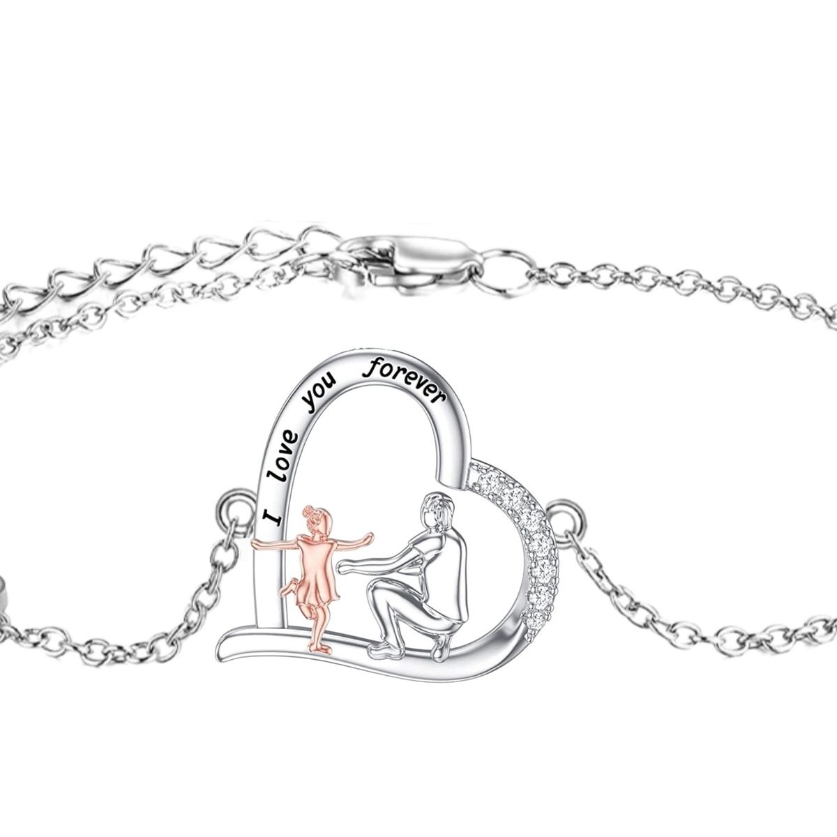 GENERICO - Pulsera papá hija plata 925