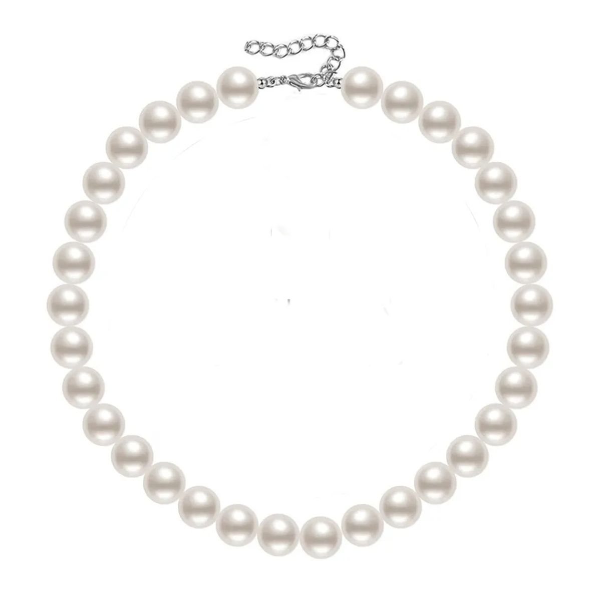 GENERICO - Collar perlas 8mm 10mm y 12mm elegante plata 925