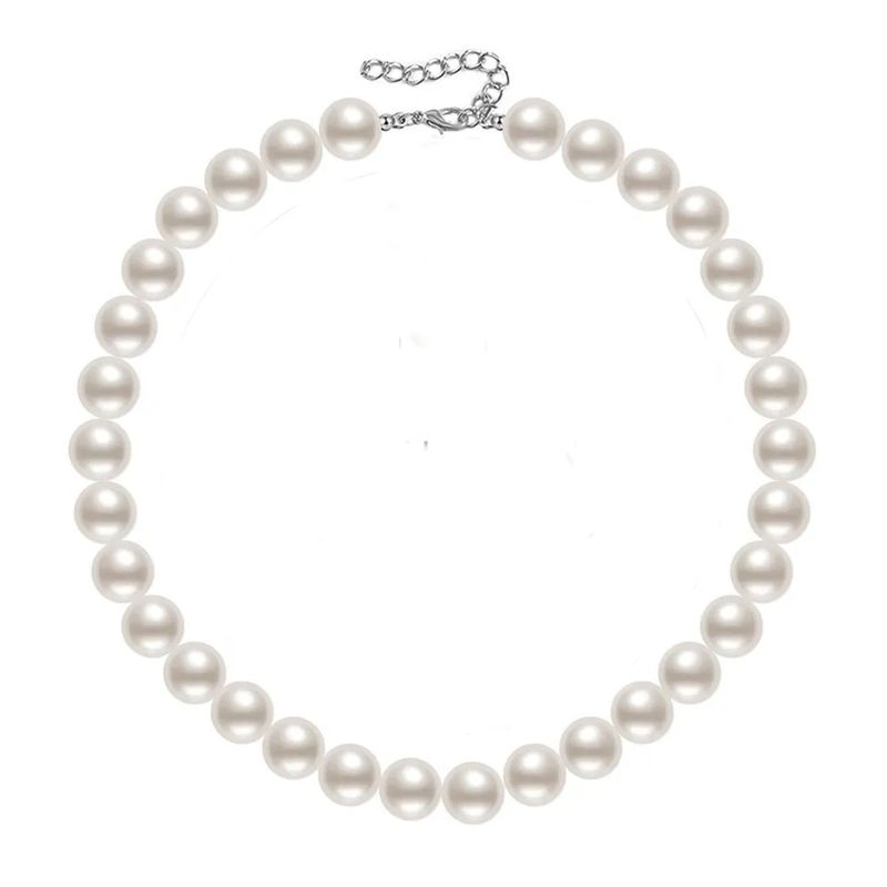 GENERICO - Collar perlas 8mm 10mm y 12mm elegante plata 925