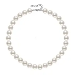 GENERICO - Collar perlas 8mm 10mm y 12mm elegante plata 925