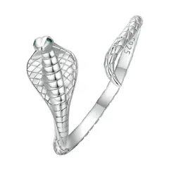 GENERICO - Anillo plata 925 serpiente cobra ajustable