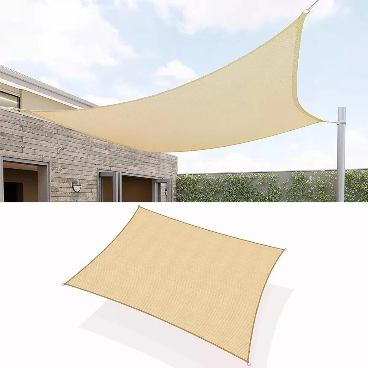 KUANGYE - Toldo Vela Sombra de Malla HDPE Rectangular 3x2 m Beige